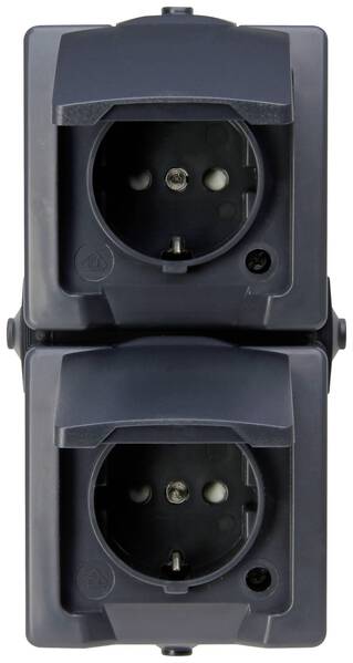 Kopp 136915009 Feuchtraum-Schalterprogramm Steckdose mit Klappdeckel Nautic Anthrazit 1 St.