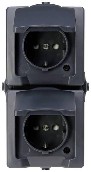 Kopp 136955007 Feuchtraum-Schalterprogramm Steckdose mit Klappdeckel Nautic Anthrazit 1 St.