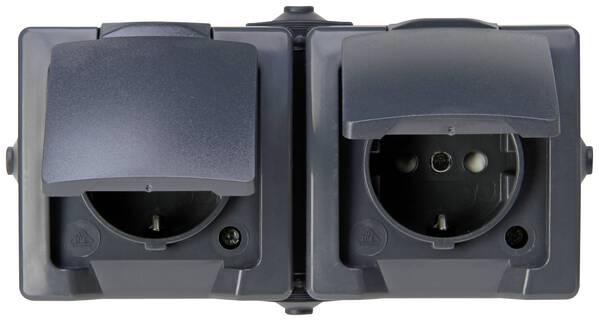 Kopp 137015003 Feuchtraum-Schalterprogramm Steckdose mit Klappdeckel Nautic Anthrazit 1 St.