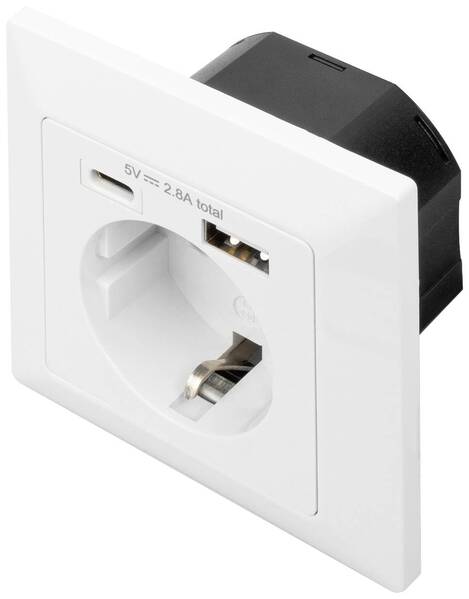 Digitus DA-70615 Unterputz-Steckdose mit USB Weiß