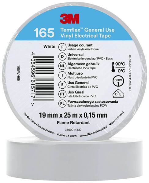 3M Temflex™ 165 165WH6E Isolierband Temflex™ 165 Weiß (L x B) 25 m x 19 mm 1 St.