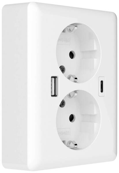 2USB 2U-449221 Unterputz-Dose mit USB-C®, mit USB-Ladeausgang Weiß (glänzend)