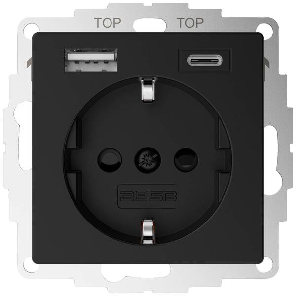 2USB 2U-449641 Unterputz-Dose mit USB-Ladeausgang Schwarz (matt)