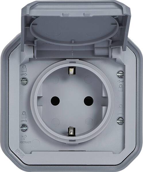 Legrand Komplett Aufputz, Schutzkontakt-Steckdose Plexo Grau 069730L 1 St.