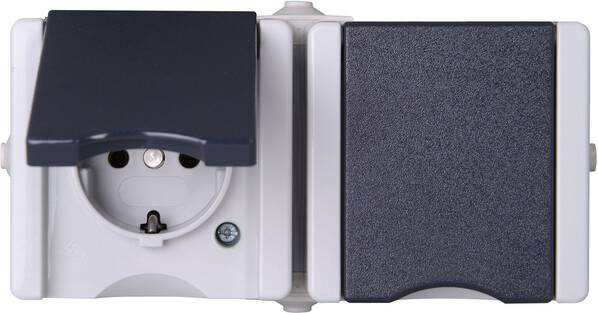 Kopp 950655000 2fach Feuchtraum-Schalterprogramm Komplett Schutzkontakt-Steckdose mit Klappdeckel proAQA 1 St.