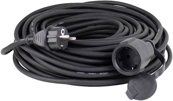 AS Schwabe 60305 Strom Verlängerungskabel Schwarz 5.00 m H05RR-F 3G 1,5 mm²