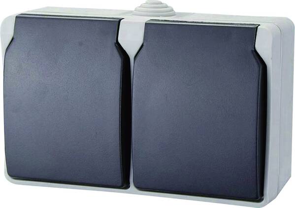 GAO 9872 Feuchtraum-Schalterprogramm Doppelsteckdose Standard Grau 1 St.
