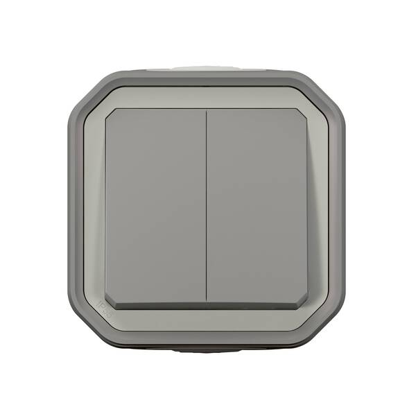 Legrand Komplett Aufputz, Doppel-Wechselschalter Plexo Grau 069715L 1 St.