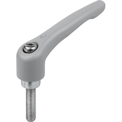 KIPP - KLEMMHEBEL GR.5 M16X70, ZINK GRAU RAL7040 STRUKTURMATT, KOMP:STAHL BLAU-PASSIVIERT