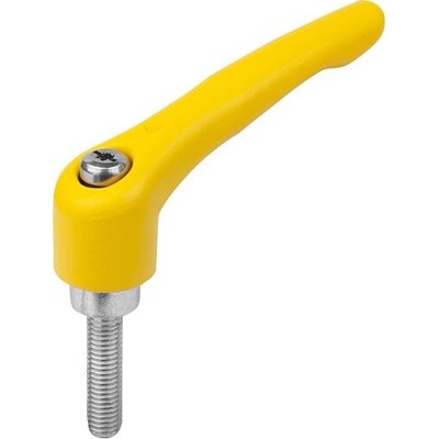 KIPP - KLEMMHEBEL GR.3 M08X50, ZINK GELB RAL1021 STRUKTURMATT, KOMP:STAHL BLAU-PASSIVIERT