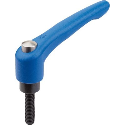 KIPP - KLEMMHEBEL MIT SCHUTZKAPPE GR.2 M08X15, ZINK BLAU RAL5017 STRUKTURMATT, KOMP:STAHL BRÜNIERT