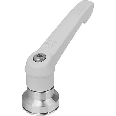 KIPP - KLEMMHEBEL MIT SPANNKRAFTVERSTÄRKER GR.3, M10, KUNSTSTOFF GRAU RAL7035, KOMP:EDELSTAHL BLANK