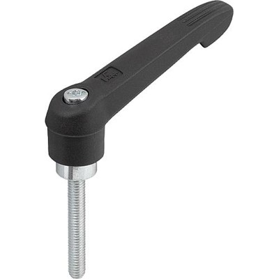 KIPP - KLEMMHEBEL GR.5 M12X30, KUNSTSTOFF SCHWARZGRAU RAL7021, KOMP:STAHL BLAU-PASSIVIERT