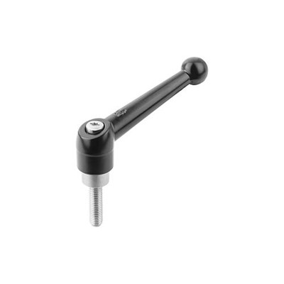 KIPP - KLEMMHEBEL GR.5 M16X60 ZINK, SCHWARZ SEIDENMATT, KOMP:EDELSTAHL
