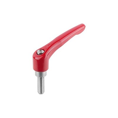 KIPP - KLEMMHEBEL GR.1 M05X25, ZINK ROT RAL3003 KUNSTSTOFFBESCHICHTET, KOMP:EDELSTAHL BLANK