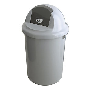 Abfallsammler mit Pushdeckel, grau, Volumen 90 l.