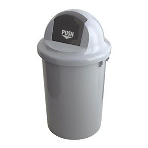 Abfallsammler mit Pushdeckel, grau, Volumen 60 l.