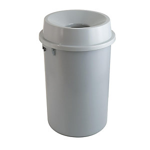 Abfallbehälter Kunststoff, grau, Volumen 90 l, HxØ 760 x 520 mm.