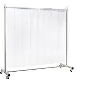 Schutzwand, mobil, mit Lamellenvorhang, transparent, BxH 2100 x 2100 mm, 1-teilig.