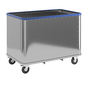 Alu-Federbodenwagen, Außen-LxBxH 1115 x 690 x 855 mm, Federkraft 70 kg, 2 Bock- und 2 Lenkrollen.