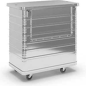 Alu-Kastenwagen, Inhalt 1050 l, mit halb abklappbarer Seitenwand.