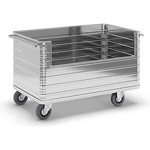 Alu-Kastenwagen, Inhalt 945 l, mit 250 mm tiefem Seitenwandausschnitt.