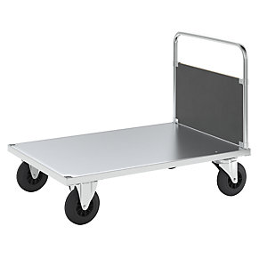 Plattformwagen Tragfähigkeit 500 kg, mit 1 Stirnwand, LxBxH 1200 x 800 x 900 mm, ohne Feststeller.