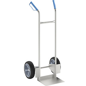 Edelstahl-Sackkarre, mit Polyurethan-Bereifung, Tragfähigkeit 150 kg.