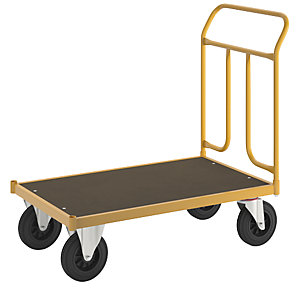 Plattformwagen KM144, LxBxH 1086 x 600 x 1020 mm, 2 Lenk- und 2 Bockrollen.