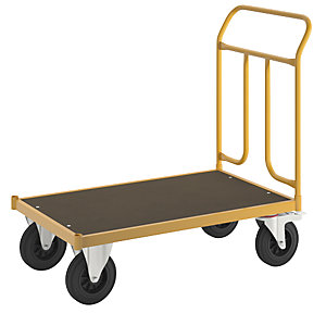 Plattformwagen KM144, LxBxH 1086 x 600 x 1020 mm, 2 Lenkrollen mit Stopp, 2 Bockrollen.
