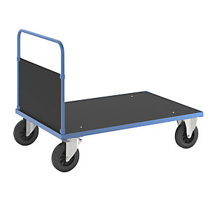 Plattformwagen KM33, 1 Stirnwand, LxB 1200 x 800 mm, 2 Lenk- und 2 Bockrollen.