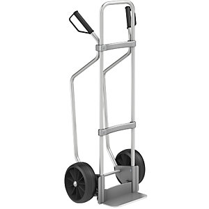 Aluminium-Sackkarre mit Kufen, Schaufel-BxT 280 x 140 mm, Alu, Vollgummibereifung.