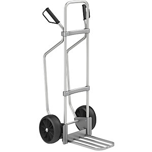 Aluminium-Sackkarre mit Kufen, Paketschaufel-BxT 430 x 250 mm, Alu, Vollgummibereifung.