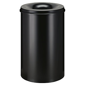 Sicherheits-Papierkorb, Stahl, selbstlöschend, Volumen 110 l, HxØ 720 x 470 mm, Korpus schwarz / Löschkopf schwarz.