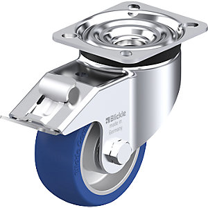Stahlblech-Lenkrolle LK-ALBS-FI, Rad-Ø 100 mm, Tragkraft 320 kg, Plattenmaß 100 x 85 mm.