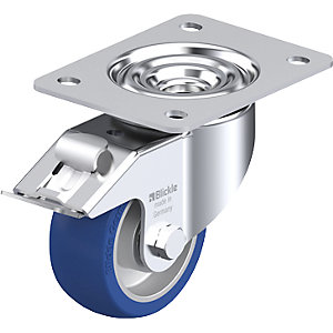 Stahlblech-Lenkrolle LK-ALBS-FI, Rad-Ø 100 mm, Tragkraft 320 kg, Plattenmaß 140 x 110 mm.