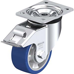 Stahlblech-Lenkrolle LK-ALBS-FI, Rad-Ø 125 mm, Tragkraft 450 kg, Plattenmaß 140 x 110 mm.