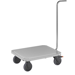 Edelstahl-Griffroller, Radsatz Kunststoff, Tragfähigkeit 150 kg.