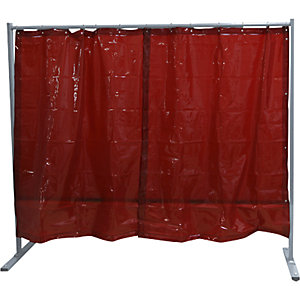 Schweißer-Schutzwand fahrbar, 1 teilige Ausführung, HxB 1900 x 2100 mm, mit Schweißerschutzfolie, rot.