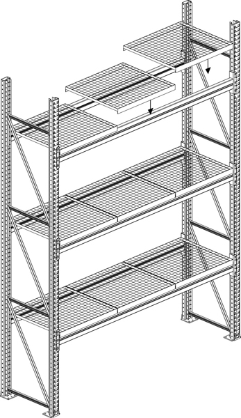 META Gitterrostboden MULTIPAL für Palettenregal, Breite x Tiefe 3600 x 800 mm