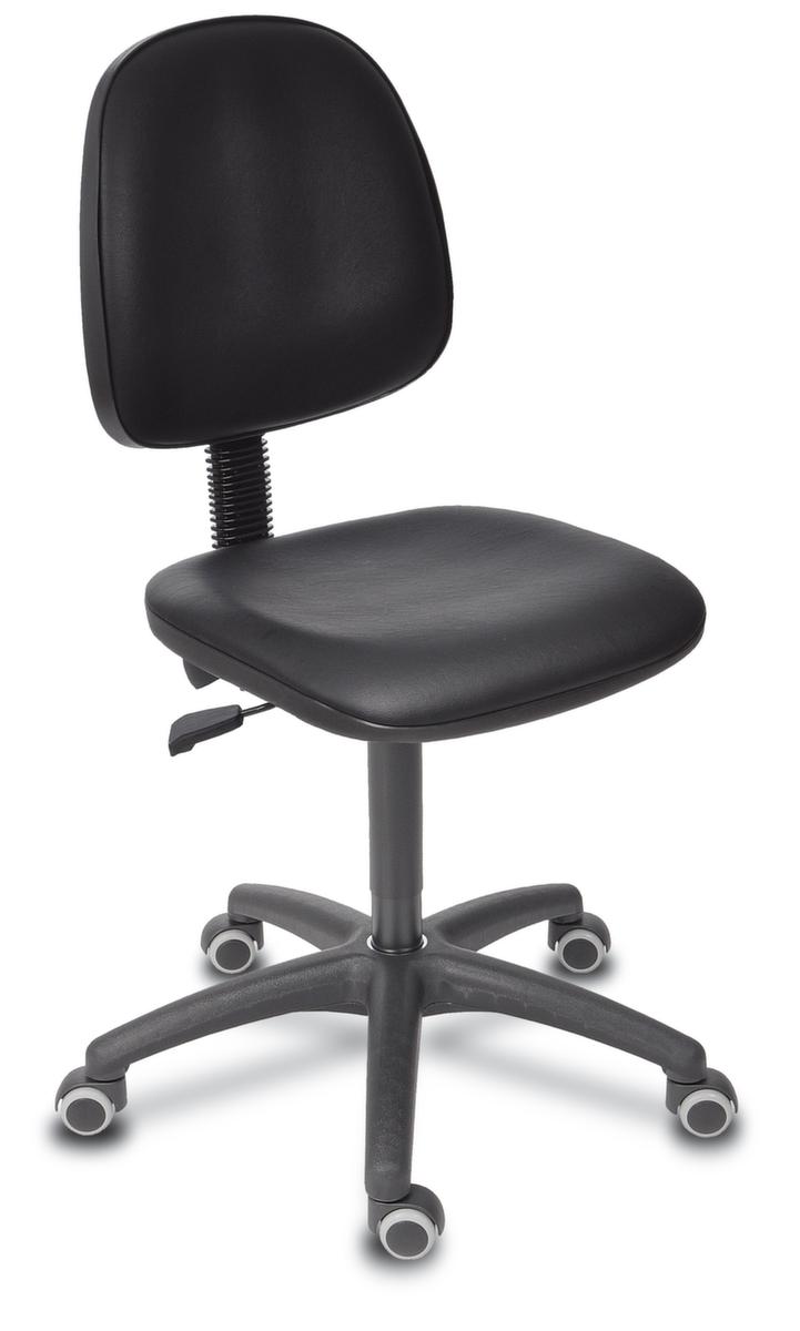 Arbeitsstuhl mit höhenverstellbarer Rückenlehne, Sitz Buche natur, mit Rollen
