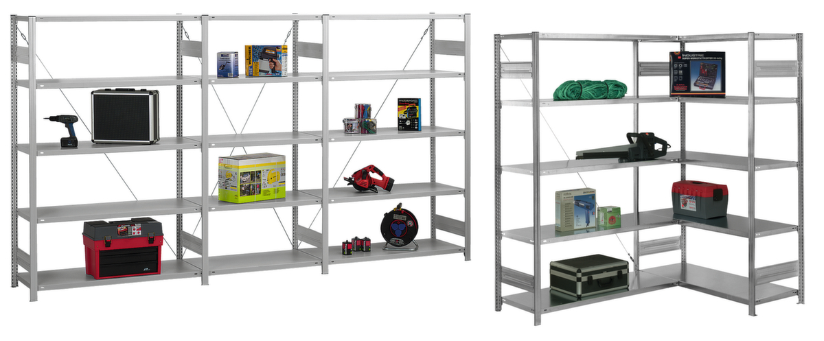 hofe System-Steckregal in Standard Bauart, Höhe x Breite x Tiefe 2000 x 1310 x 435 mm, 5 Böden
