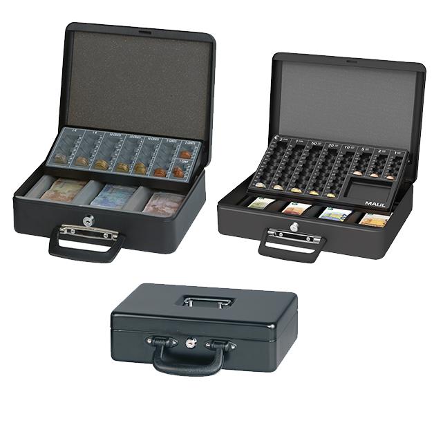 MAUL Geldkassette, 4 Scheinfächer, 8 Münzfächer, Zylinderschloss